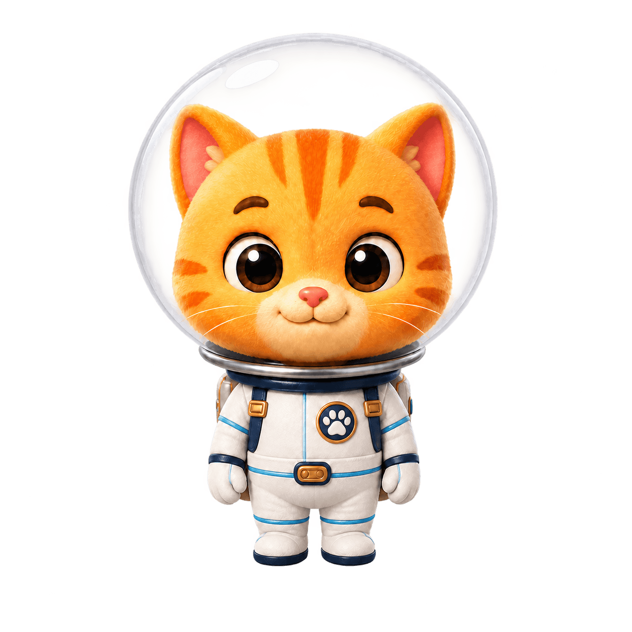 Buddy Cat wearing a space suit