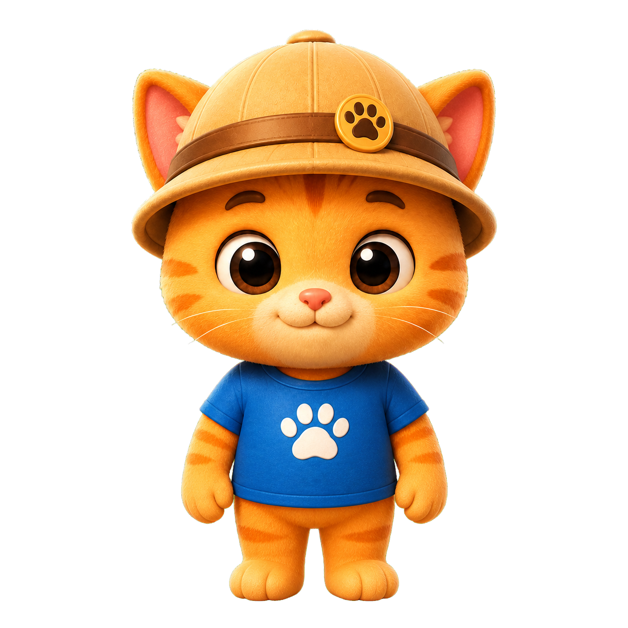 Orange explorer cat Buddy