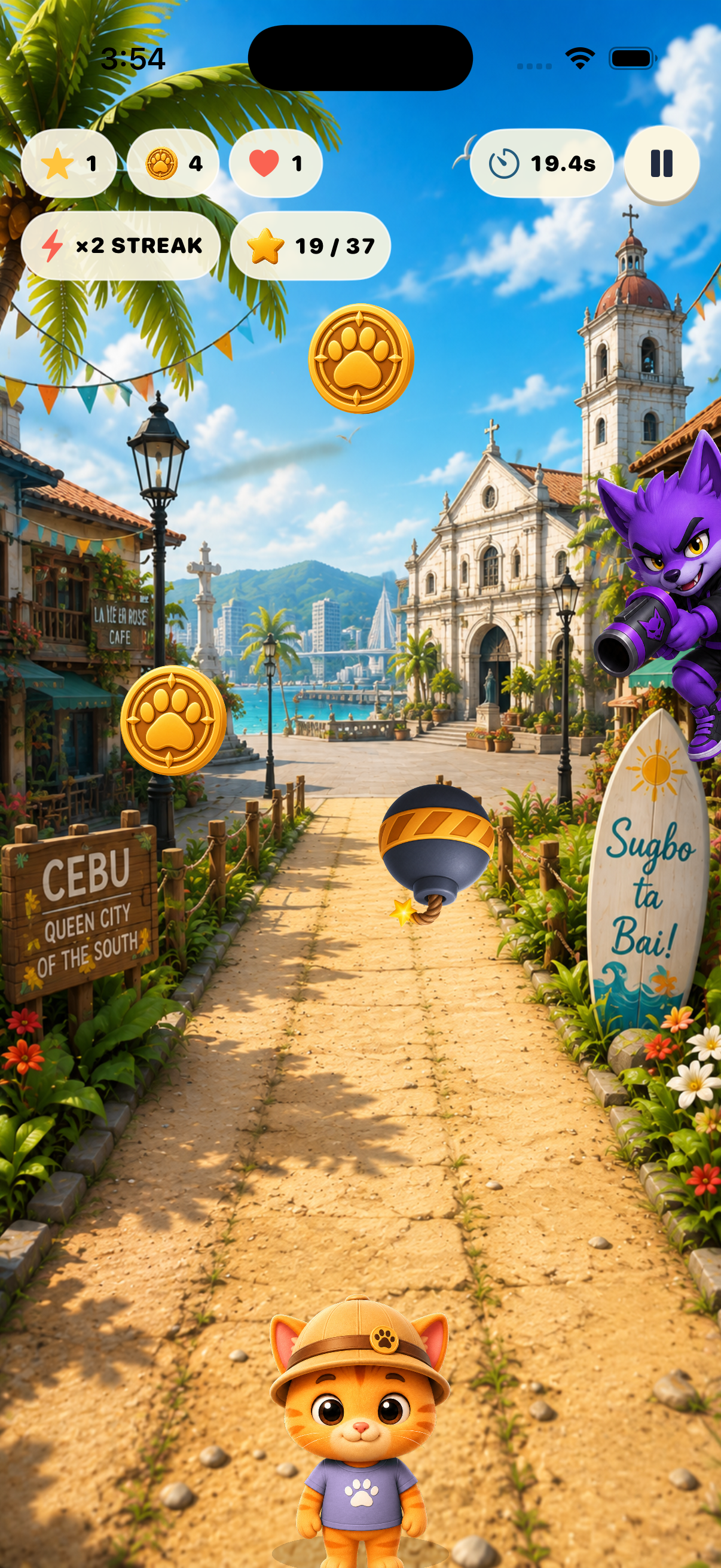 Actual BuddyPort gameplay in Cebu with IO the Travel Troublemaker
